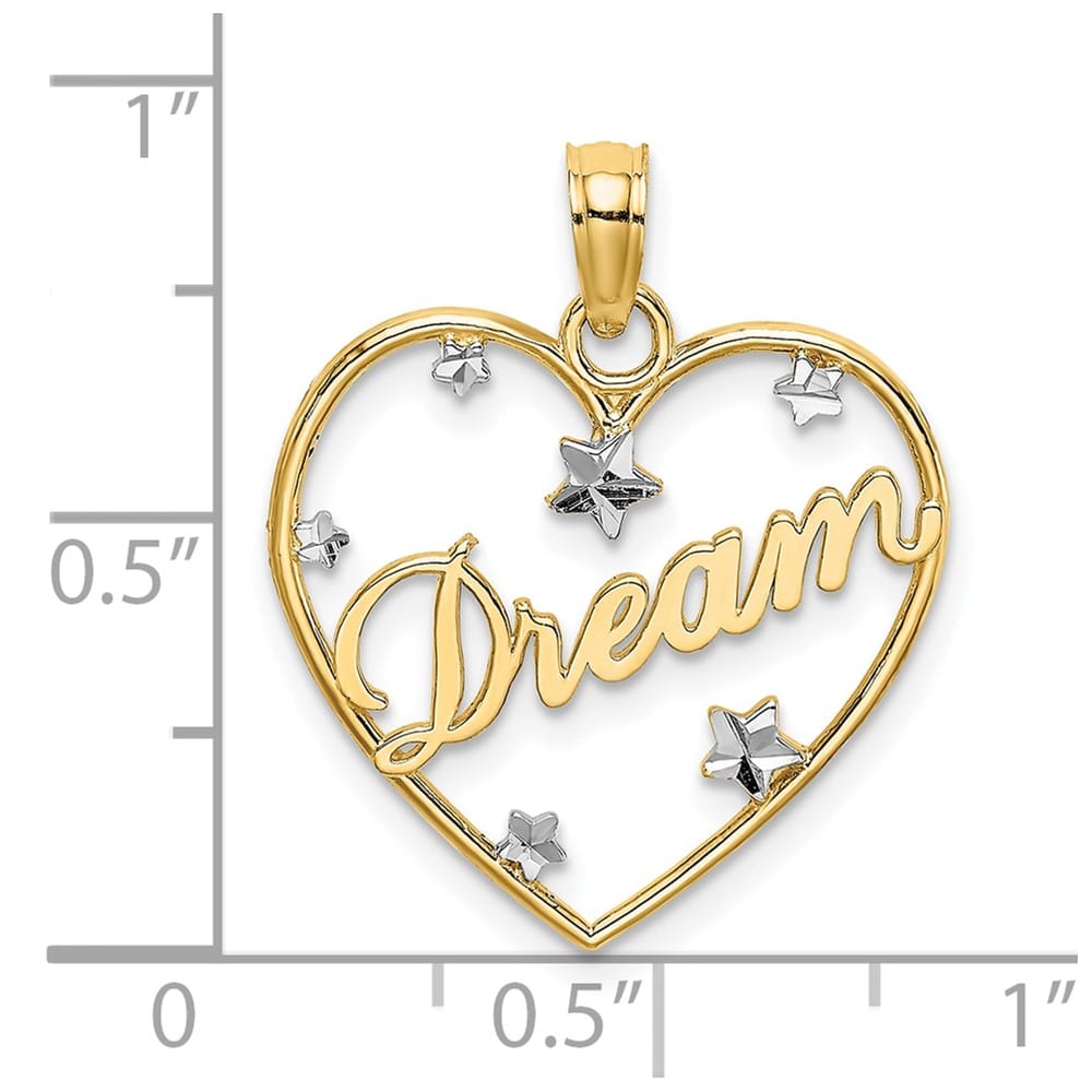 10K Yellow Gold Medium Dream in Heart with D.C. Star Accents Charm