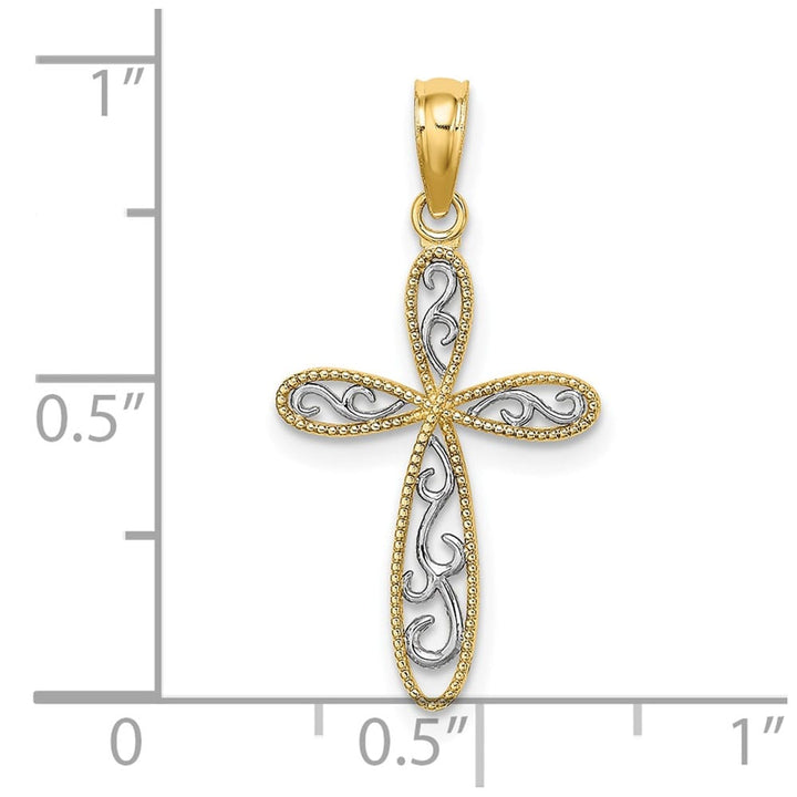 10K Yellow Gold Medium Filigree and Milgrain Passion Cross Charm