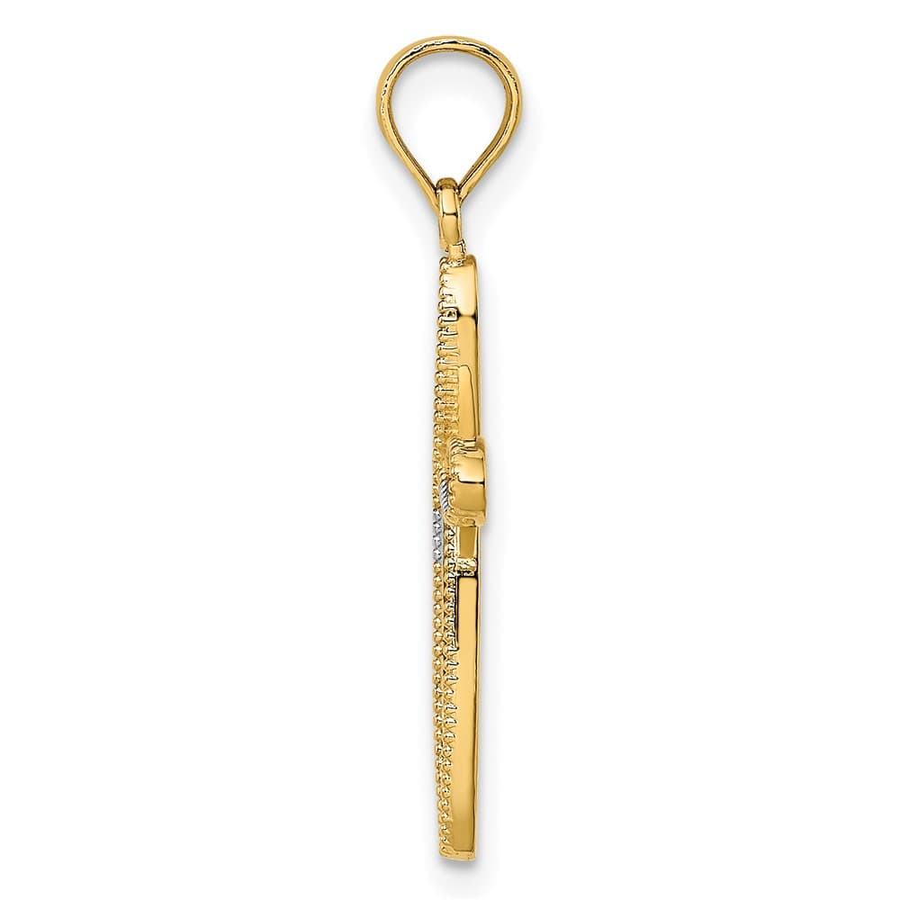 10K Yellow Gold Medium Filigree and Milgrain Passion Cross Charm