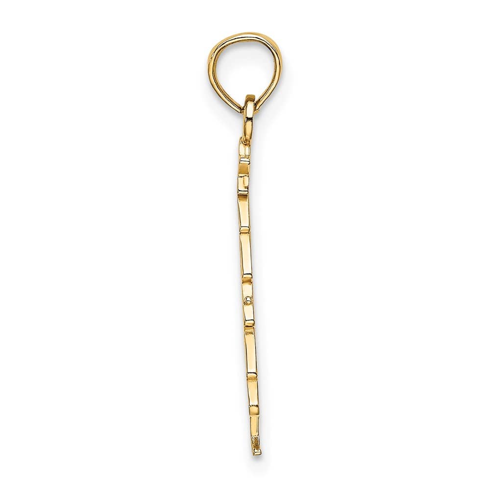 10K Yellow Gold Medium Green Enameled Christmas Tree with Red Charm