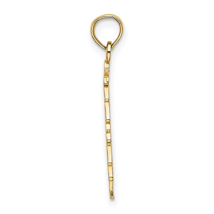 10K Yellow Gold Medium Green Enameled Christmas Tree with Red Charm