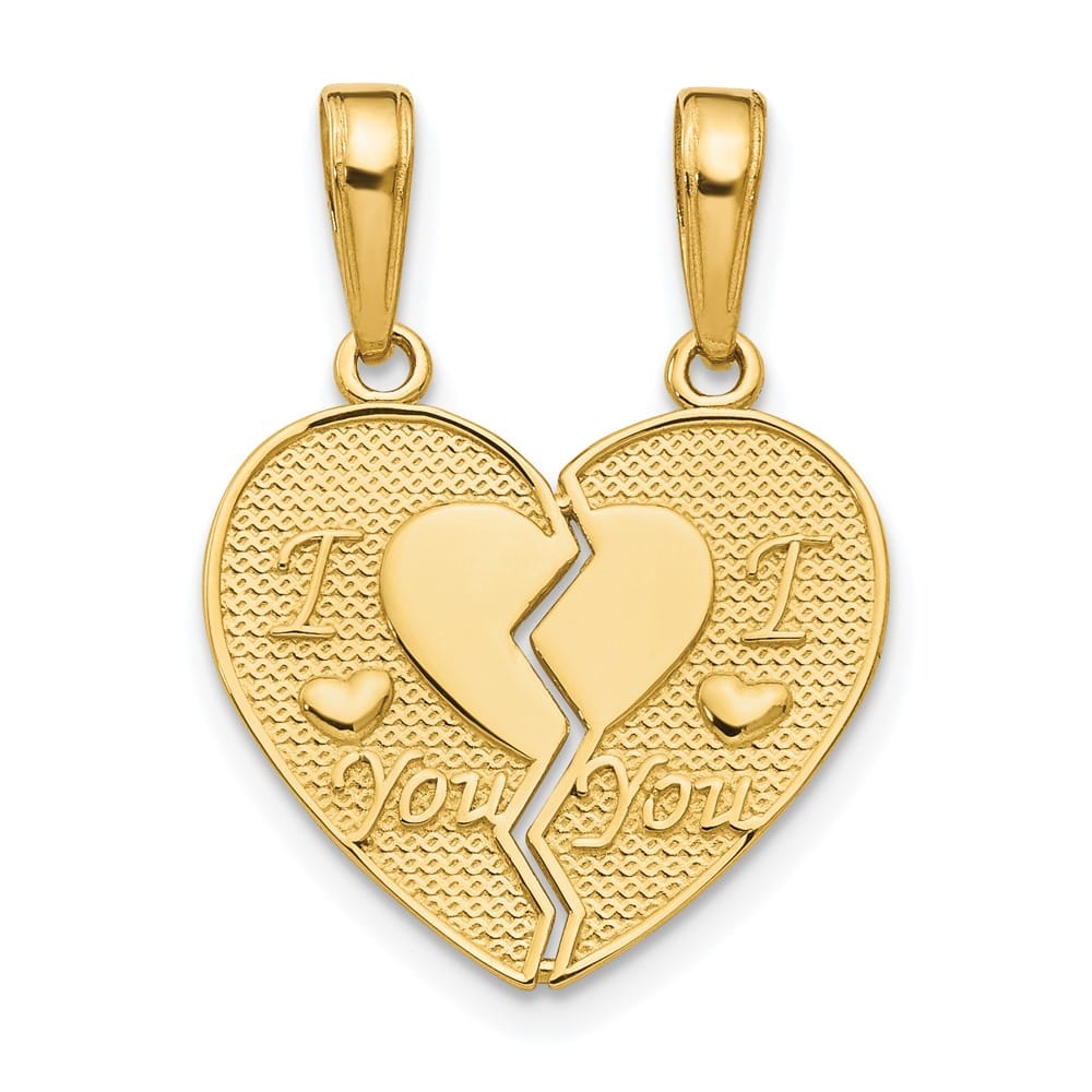 10K Yellow Gold Medium I Heart You 2-Piece Break-Apart Heart Charm