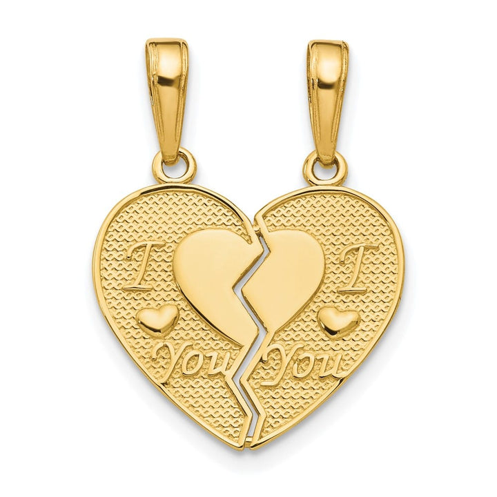 10K Yellow Gold Medium I Heart You 2-Piece Break-Apart Heart Charm