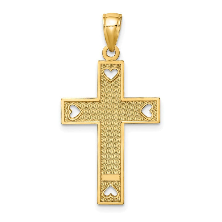 10K Yellow Gold Medium I Love Jesus Latin Cross with Hearts Charm