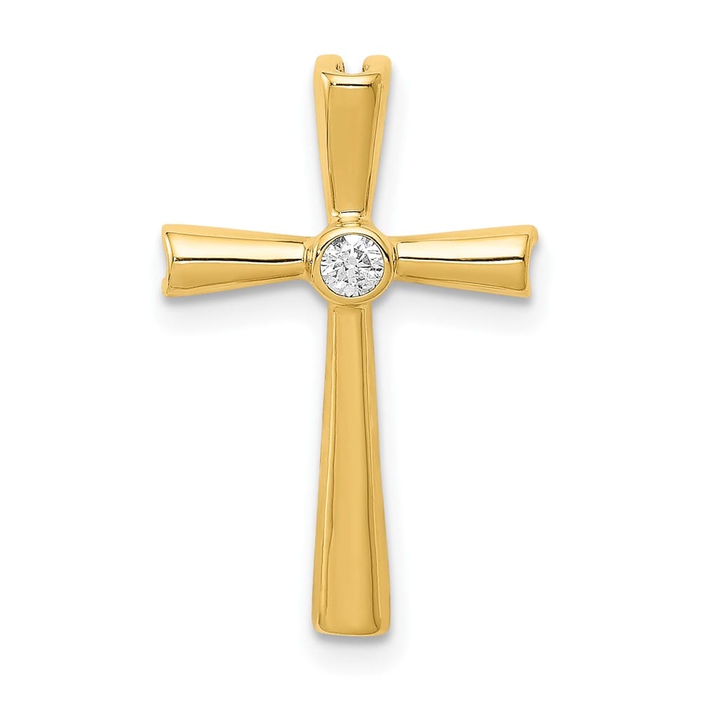 10K Yellow Gold Medium I1 Clarity 1/20 ct Diamond Cross Chain Slide