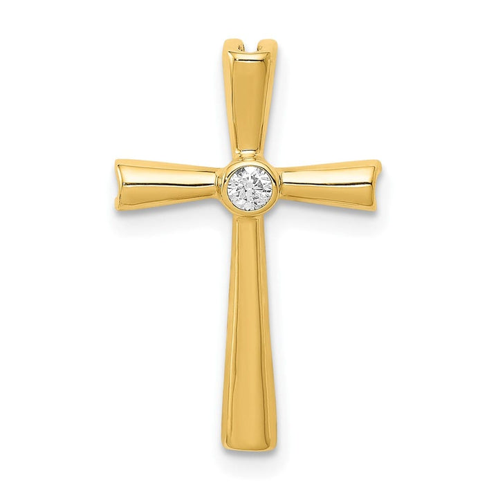10K Yellow Gold Medium I1 Clarity 1/20 ct Diamond Cross Chain Slide