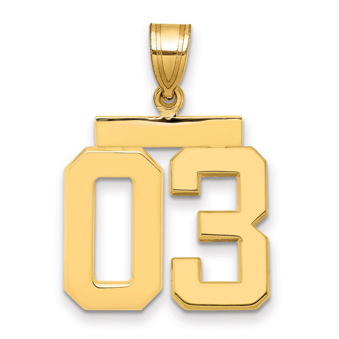 10K Yellow Gold Medium Polished Number 03 Charm