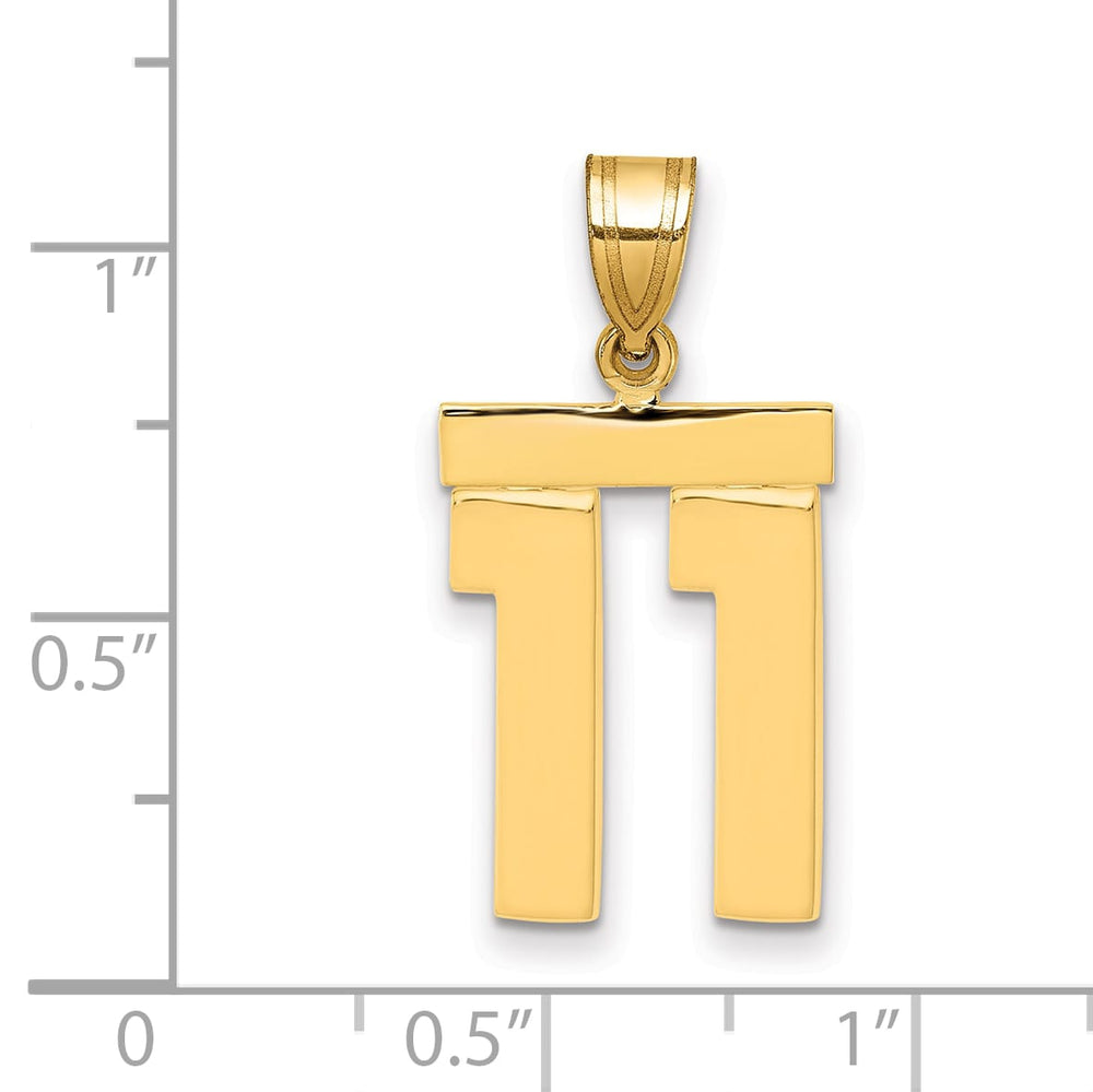 10K Yellow Gold Medium Polished Number 11 Charm