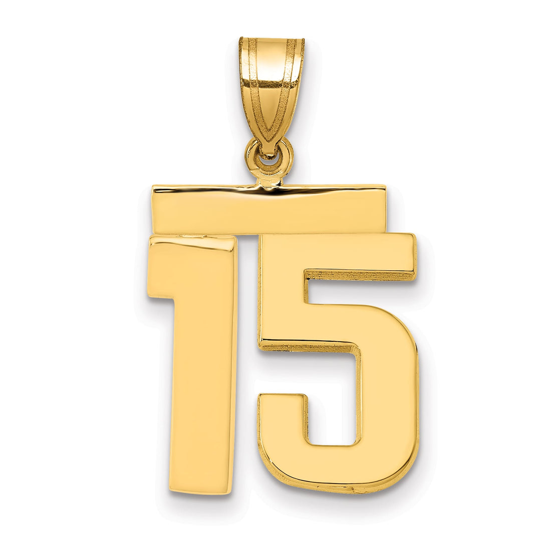 10K Yellow Gold Medium Polished Number 15 Charm
