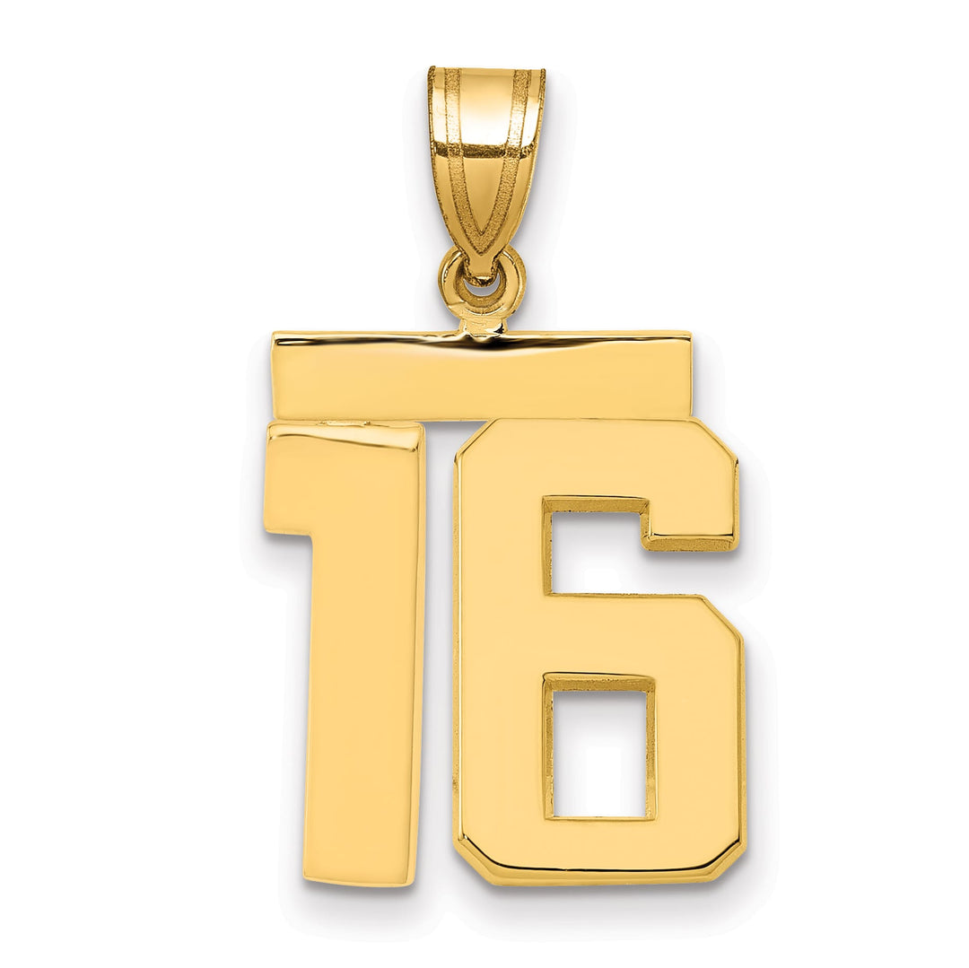 10K Yellow Gold Medium Polished Number 16 Charm