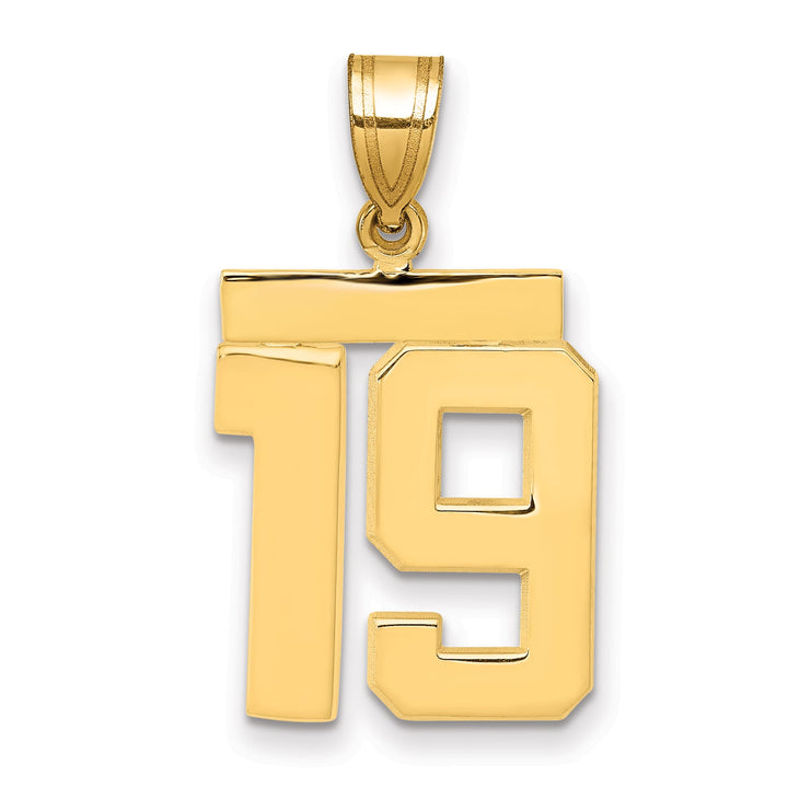 10K Yellow Gold Medium Polished Number 19 Charm
