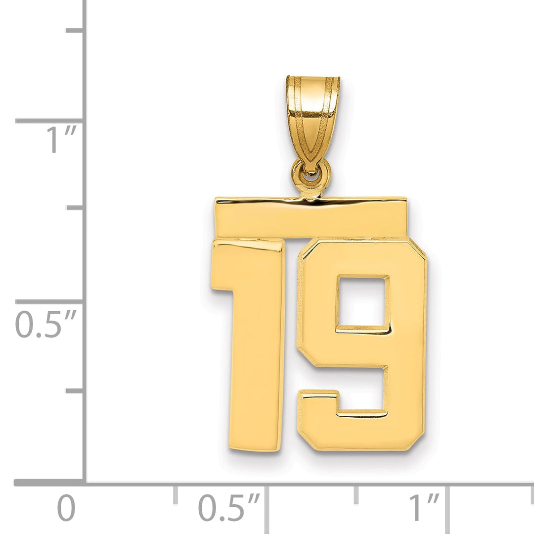 10K Yellow Gold Medium Polished Number 19 Charm
