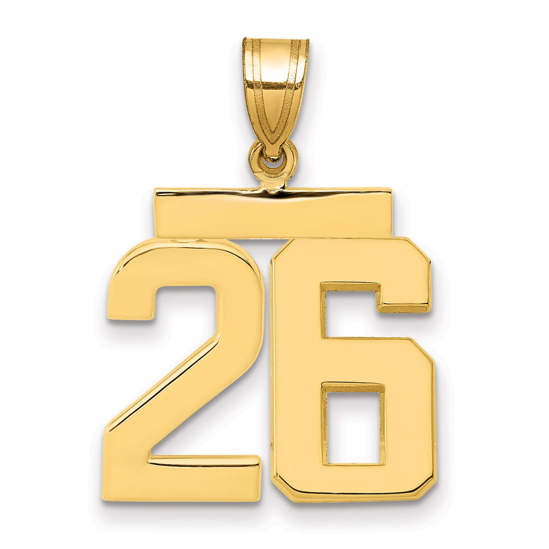 10K Yellow Gold Medium Polished Number 26 Charm