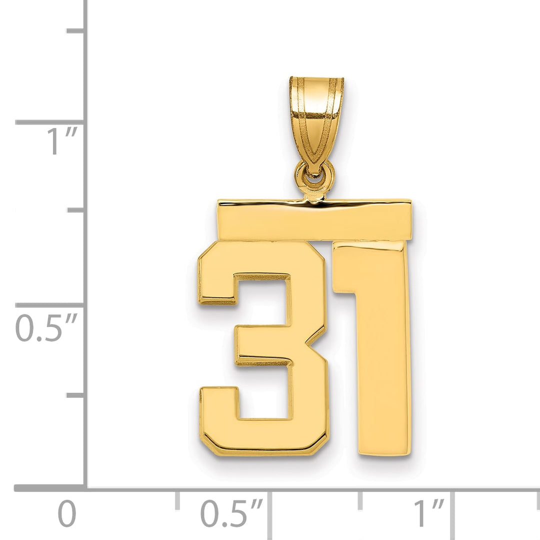 10K Yellow Gold Medium Polished Number 31 Charm