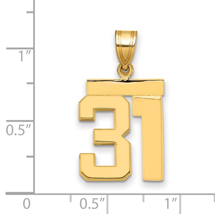 10K Yellow Gold Medium Polished Number 31 Charm
