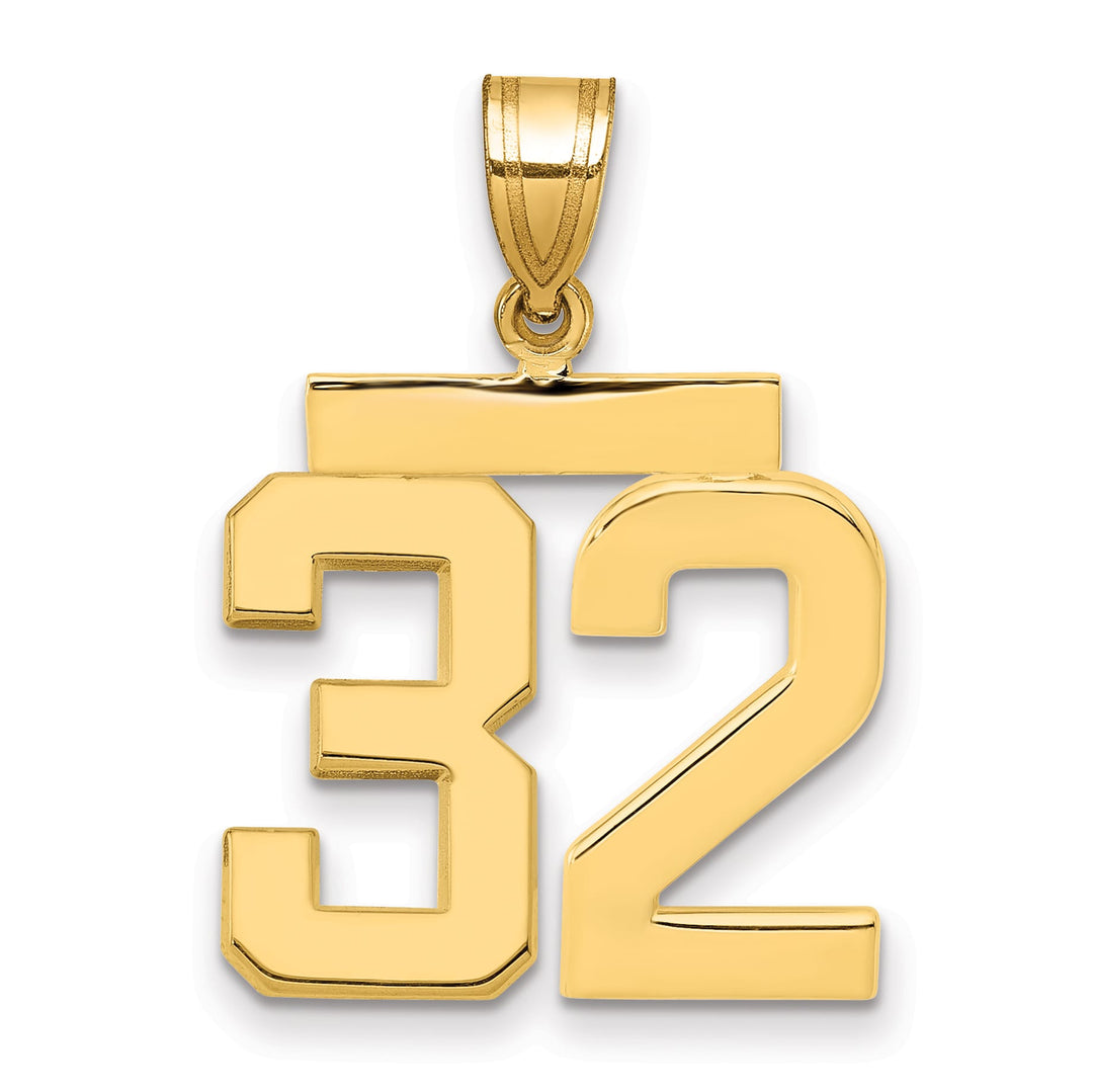 10K Yellow Gold Medium Polished Number 32 Charm