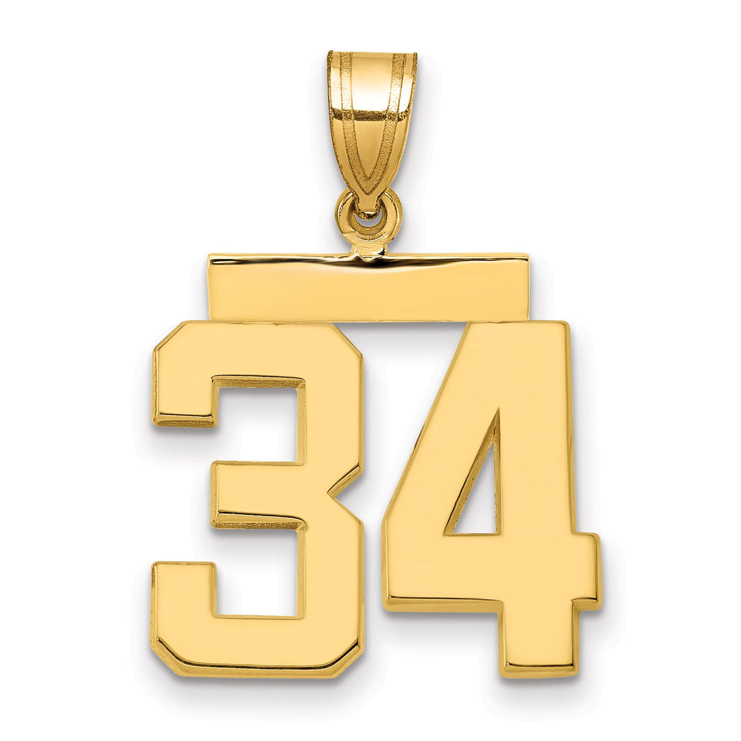 10K Yellow Gold Medium Polished Number 34 Charm