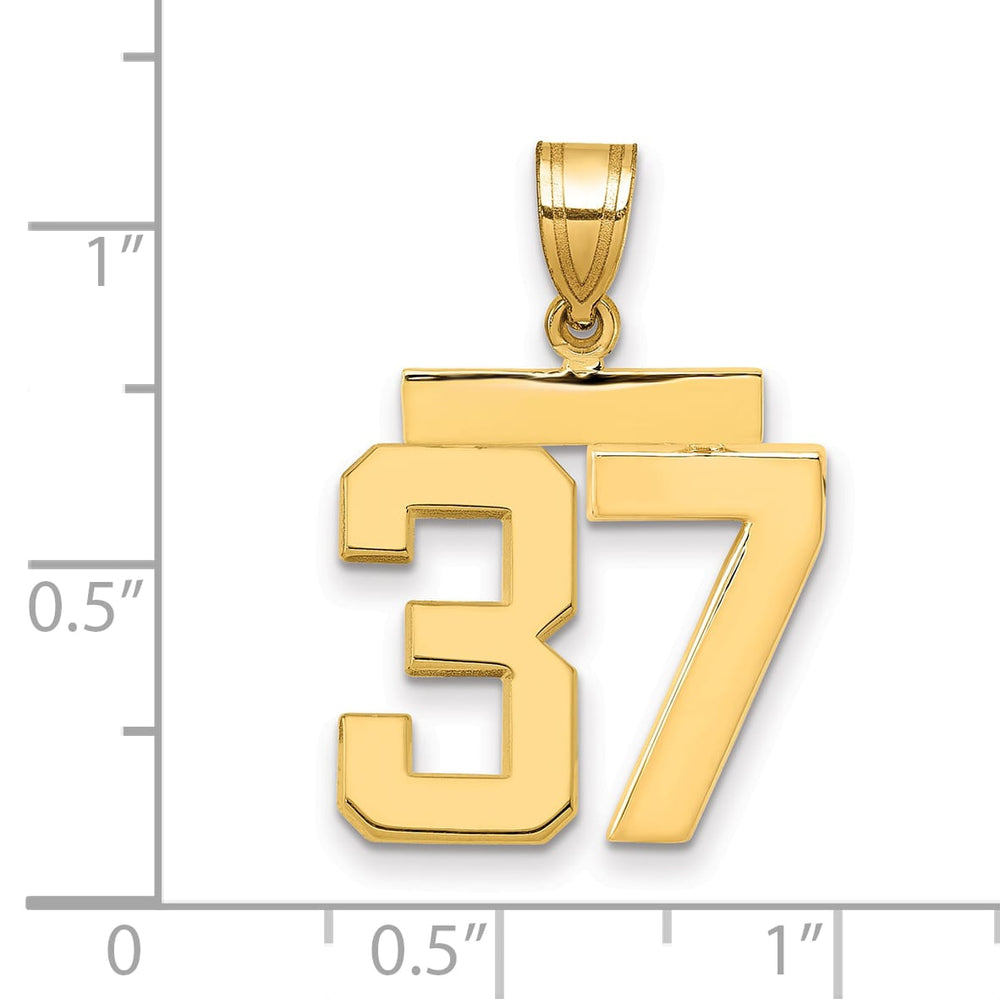 10K Yellow Gold Medium Polished Number 37 Charm