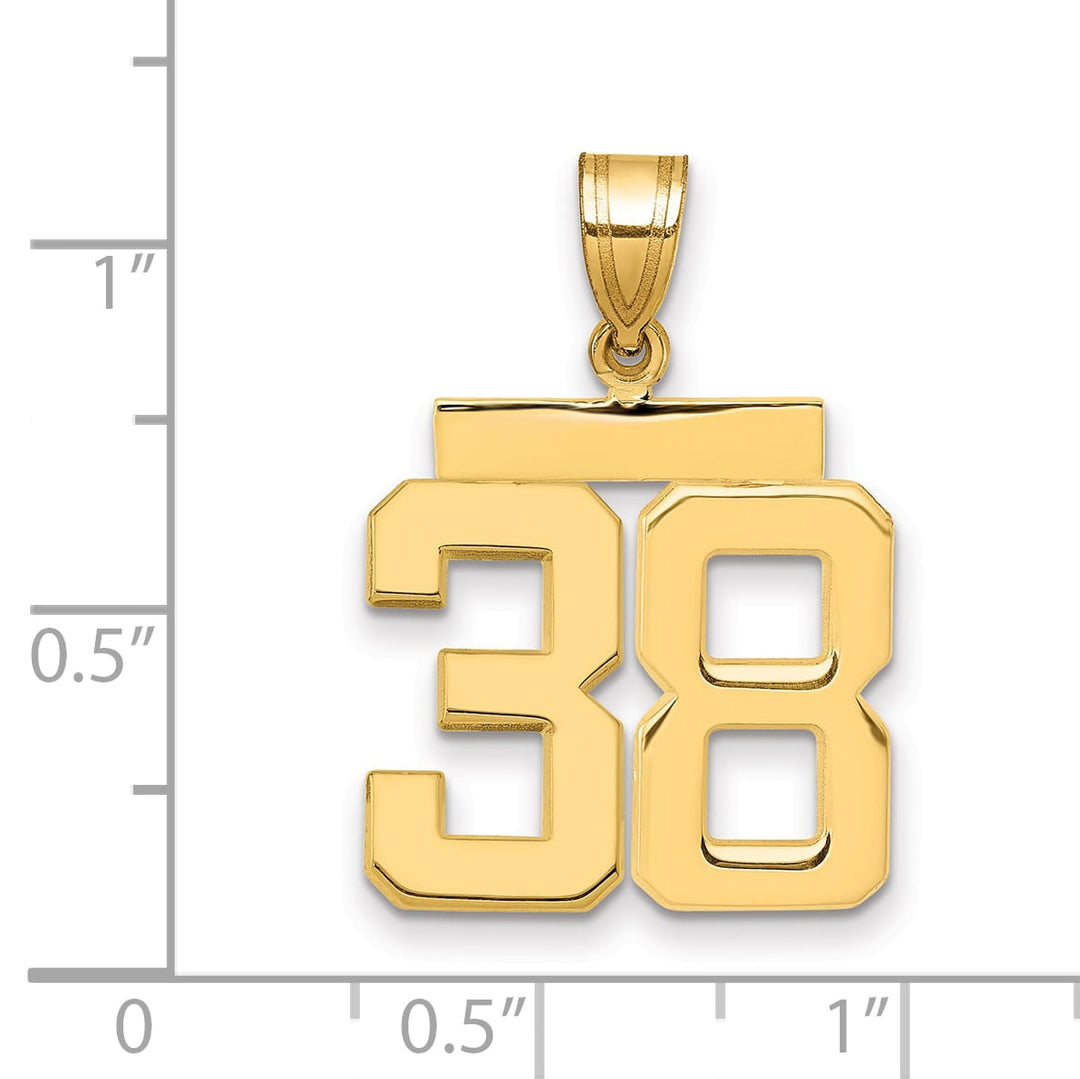 10K Yellow Gold Medium Polished Number 38 Charm