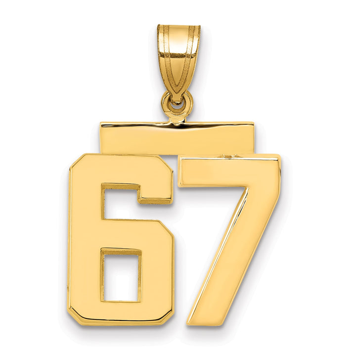 10K Yellow Gold Medium Polished Number 67 Charm