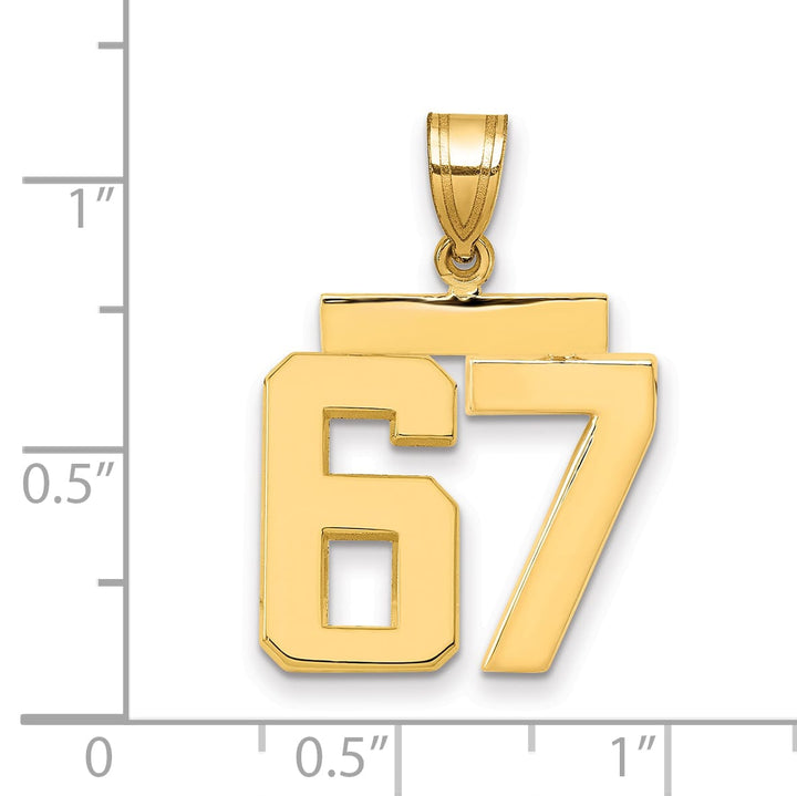 10K Yellow Gold Medium Polished Number 67 Charm