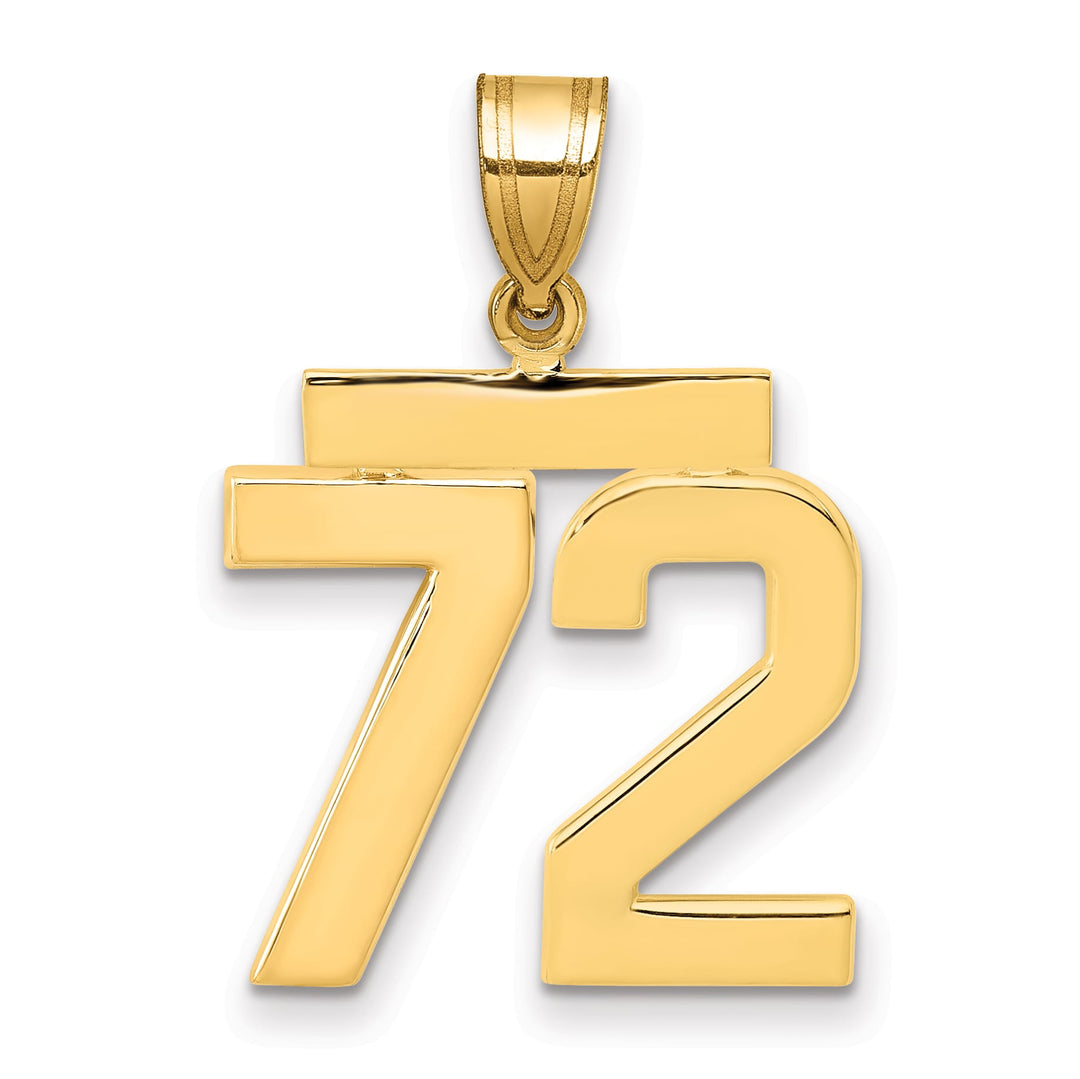 10K Yellow Gold Medium Polished Number 72 Charm