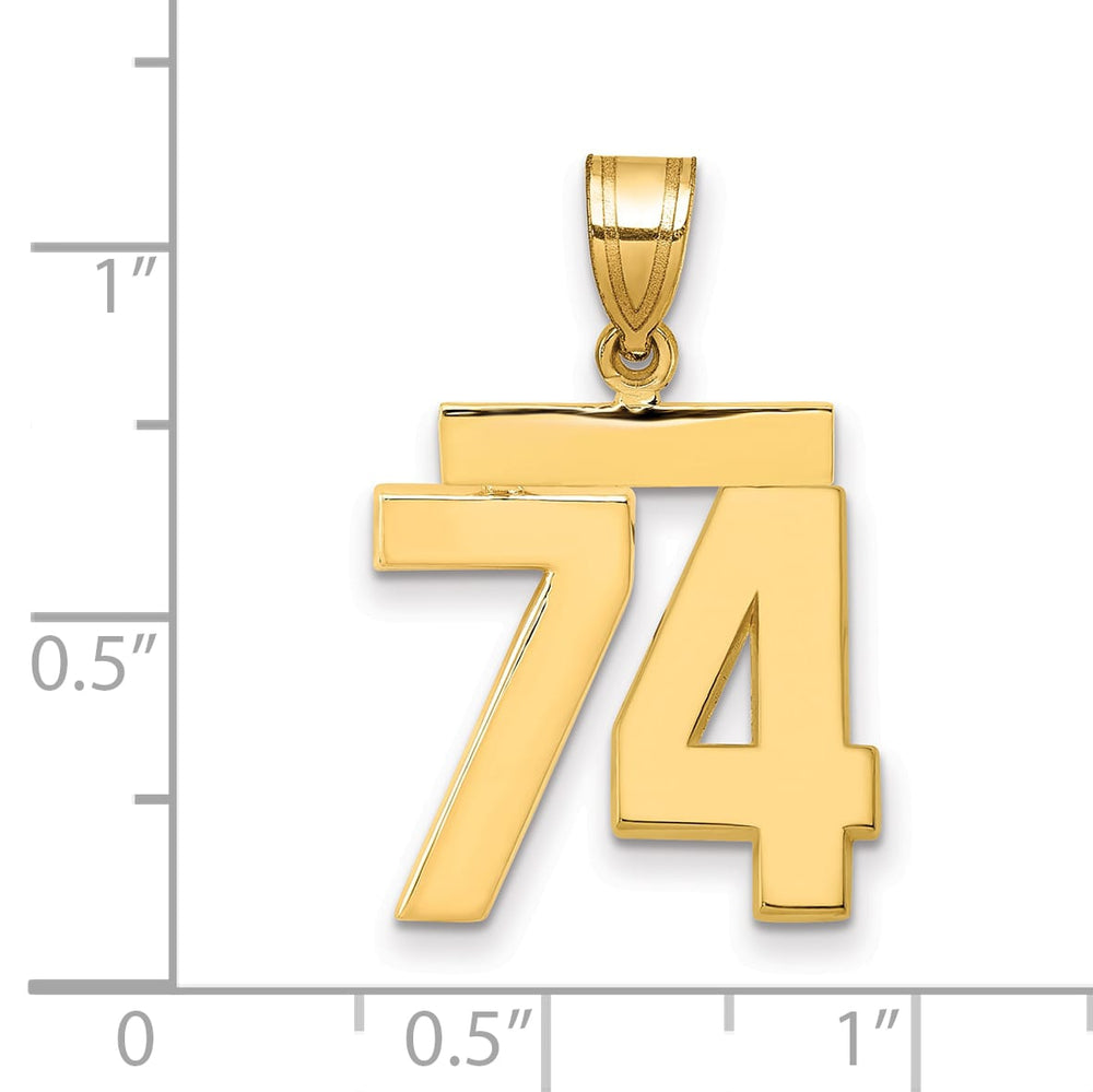 10K Yellow Gold Medium Polished Number 74 Charm