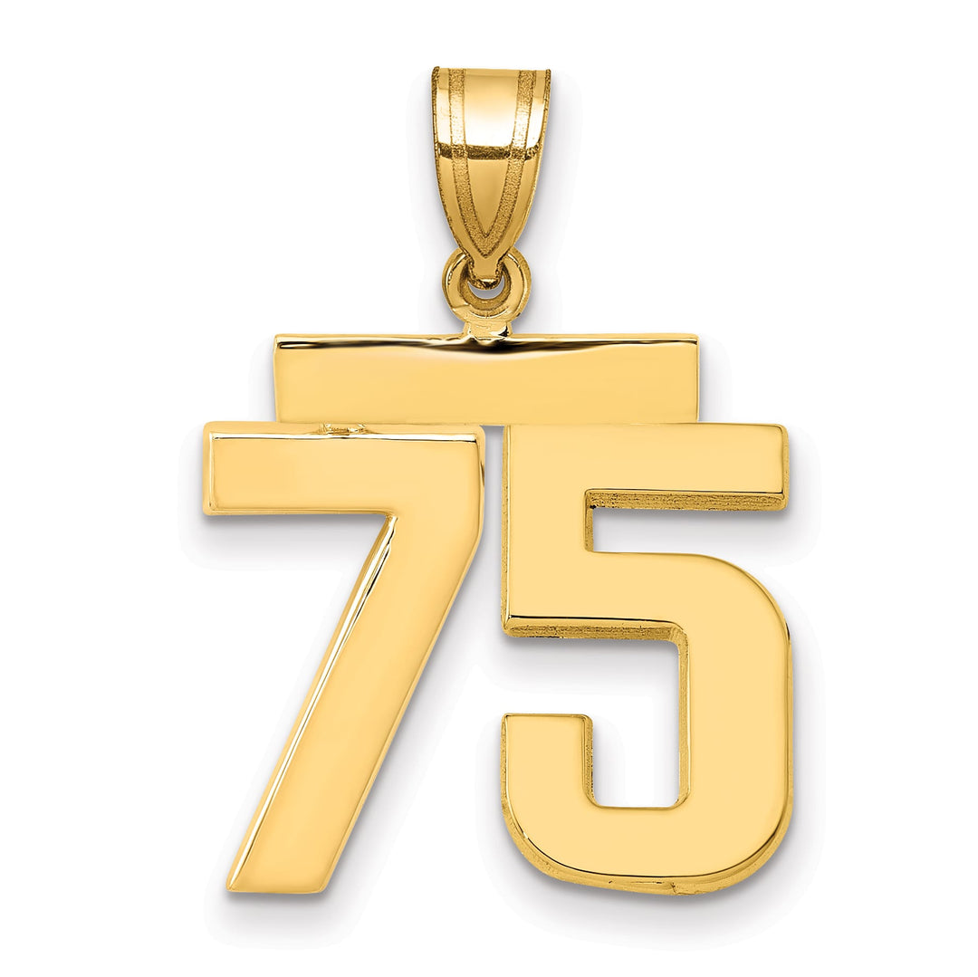 10K Yellow Gold Medium Polished Number 75 Charm