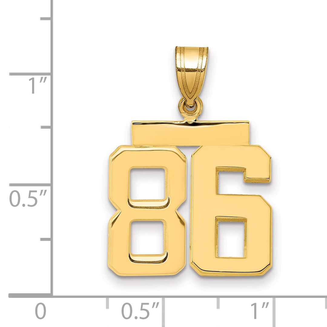 10K Yellow Gold Medium Polished Number 86 Charm