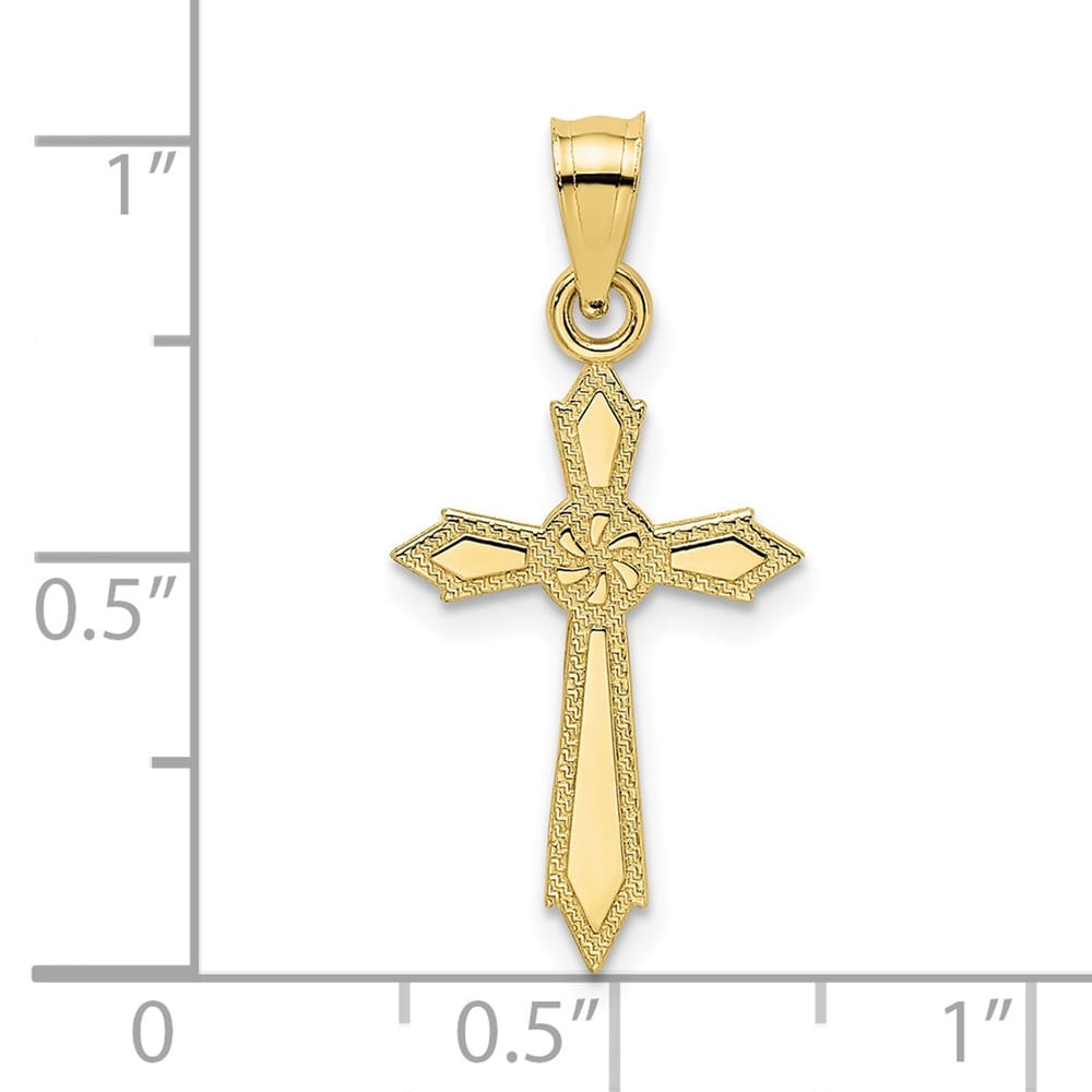 10K Yellow Gold Medium with Engraved Edges Passion Cross Charm