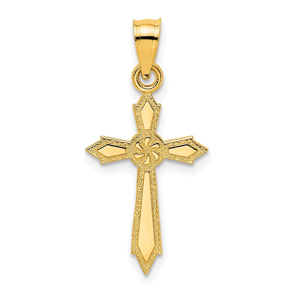 10K Yellow Gold Medium with Engraved Edges Passion Cross Charm
