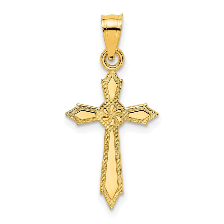 10K Yellow Gold Medium with Engraved Edges Passion Cross Charm