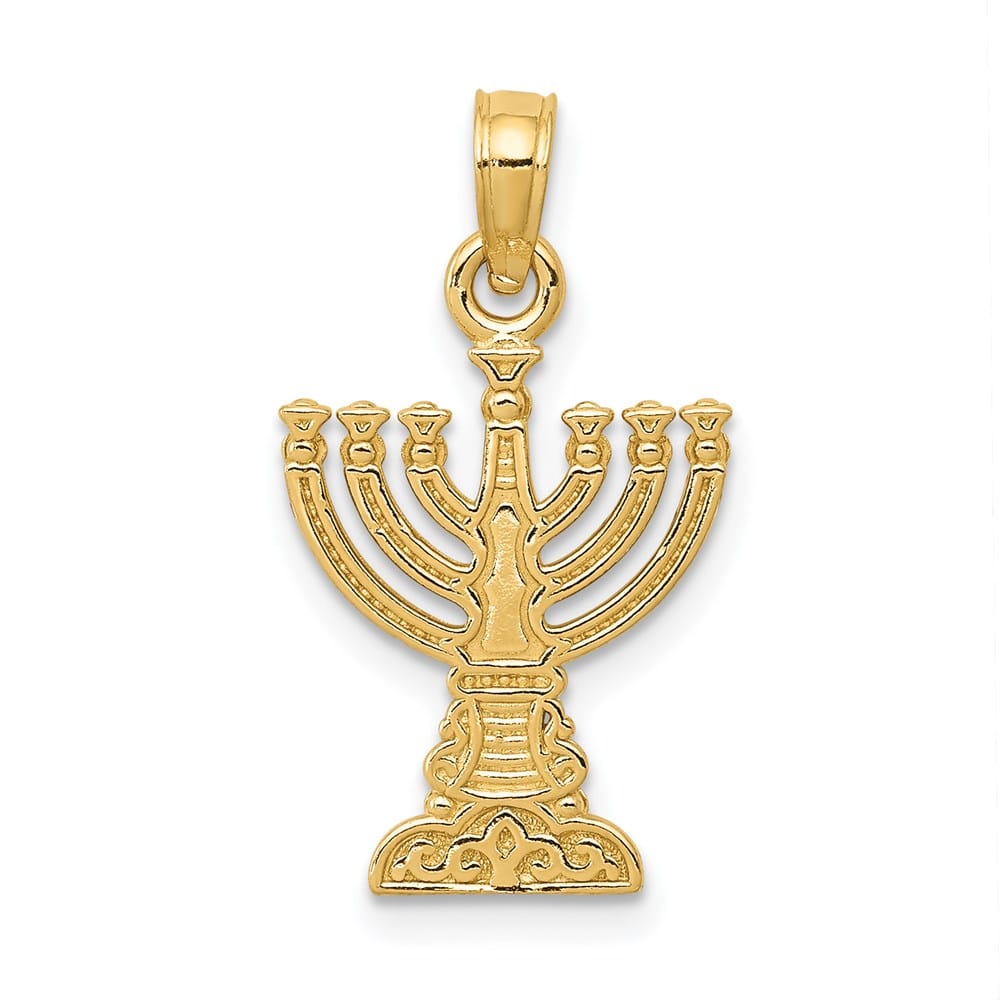 10K Yellow Gold Menorah 19 mm x 13 mm Pendant