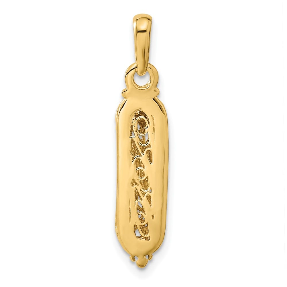 10K Yellow Gold Mezuzah with Shin Charm