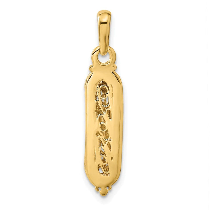10K Yellow Gold Mezuzah with Shin Charm