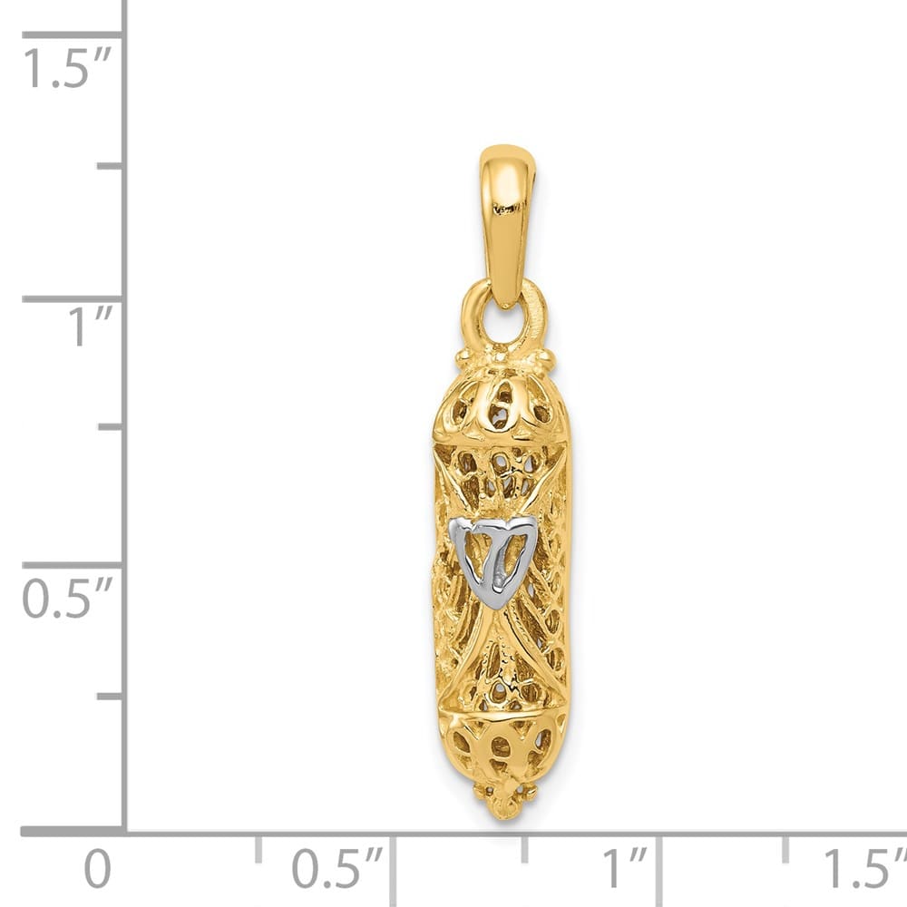 10K Yellow Gold Mezuzah with Shin Charm