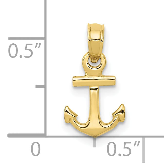 10K Yellow Gold Mini Anchor Pendant