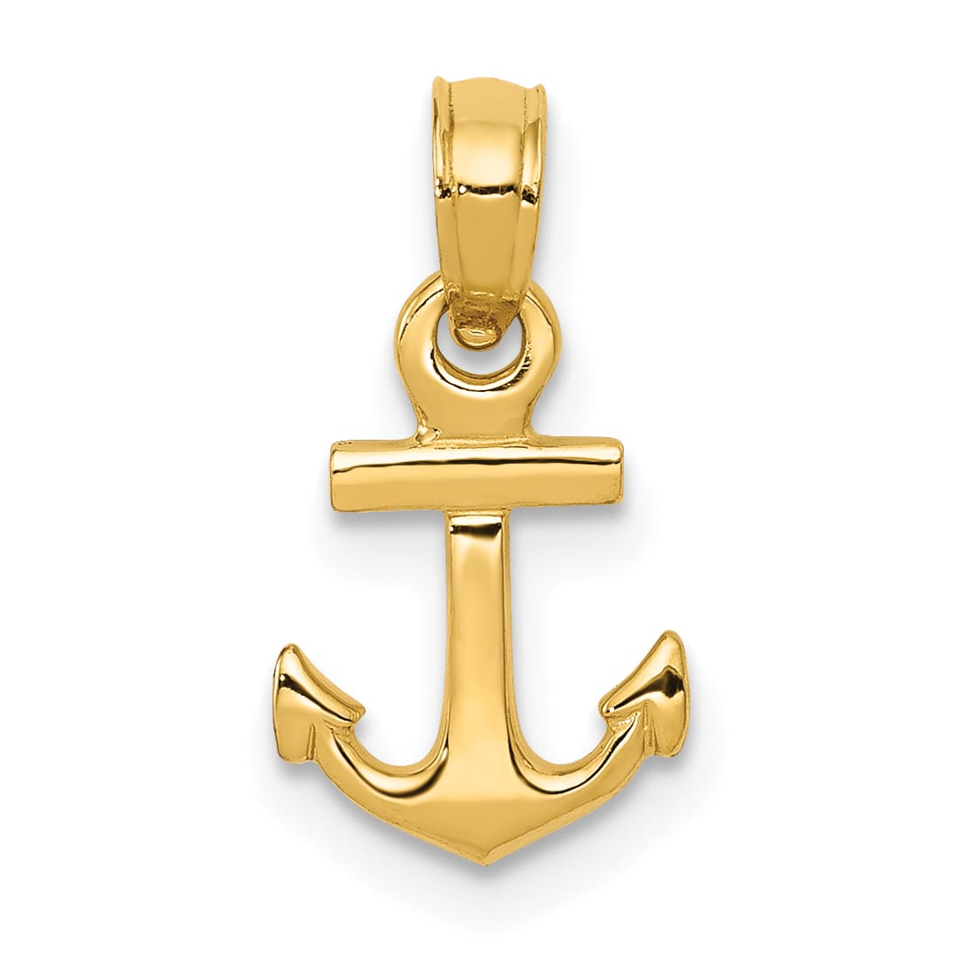 10K Yellow Gold Mini Anchor Pendant
