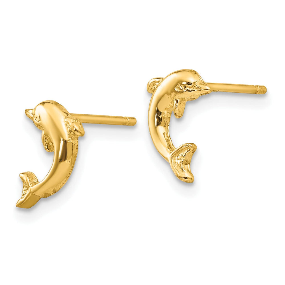 10k Yellow Gold Mini Jumping Dolphin Post Earrings