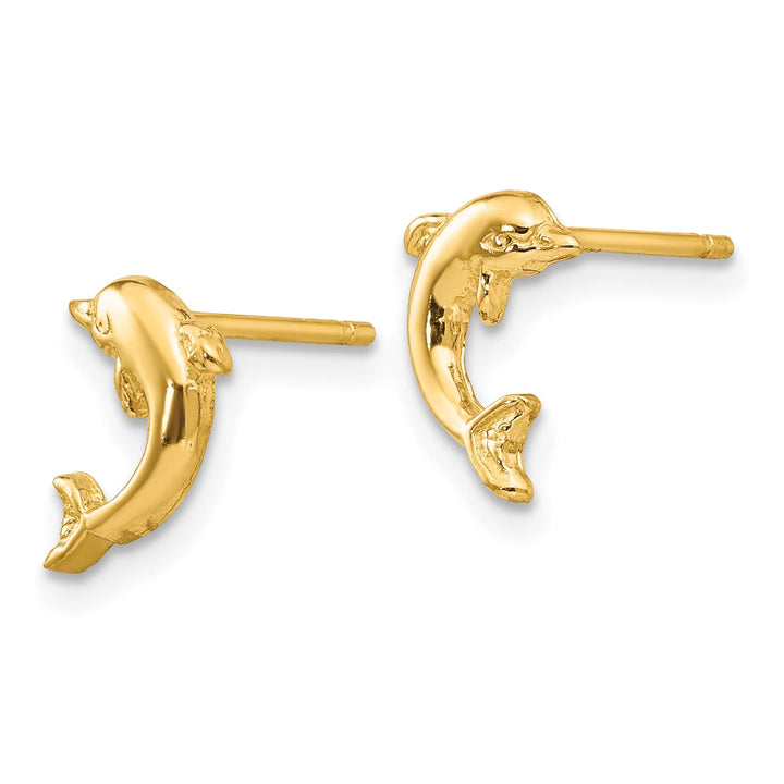 10k Yellow Gold Mini Jumping Dolphin Post Earrings
