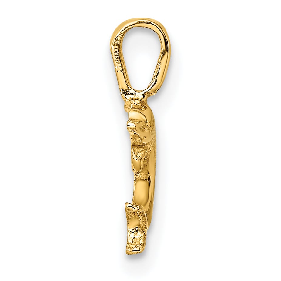 10K Yellow Gold Mini Jumping Dolphin with Fixed Bail Charm
