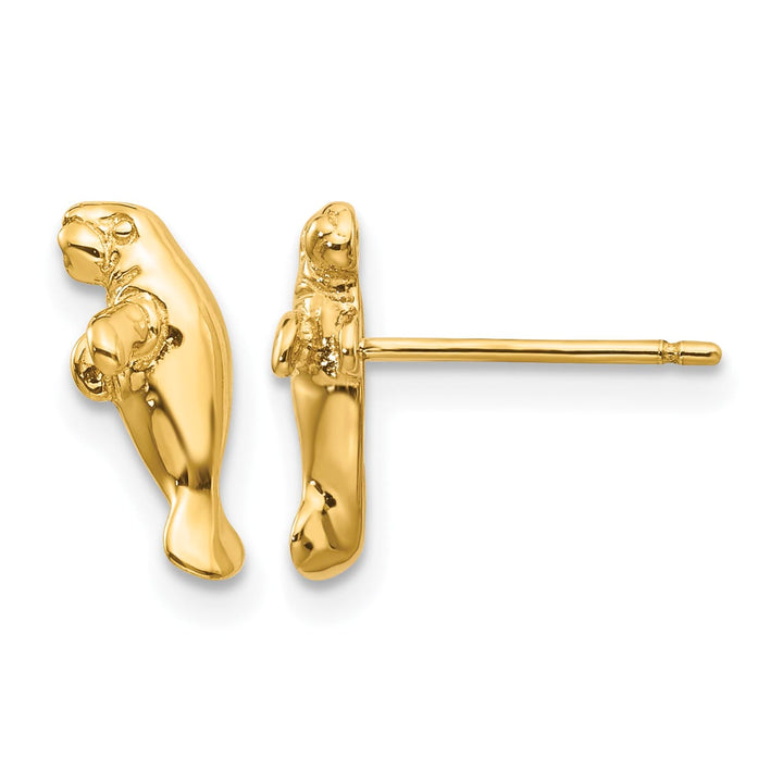 10k Yellow Gold Mini Manatee Post Earrings