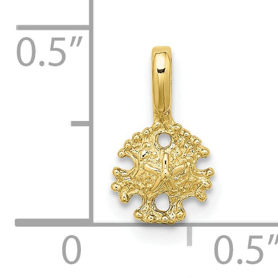 10K Yellow Gold Mini Sand Dollar with Fixed Bail Charm