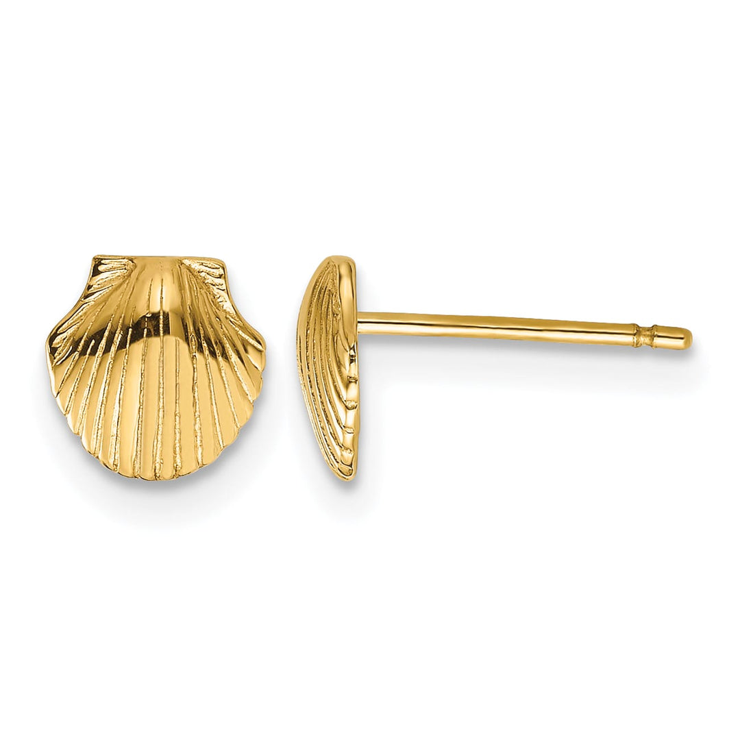 10k Yellow Gold Mini Scallop Shell Post Earrings