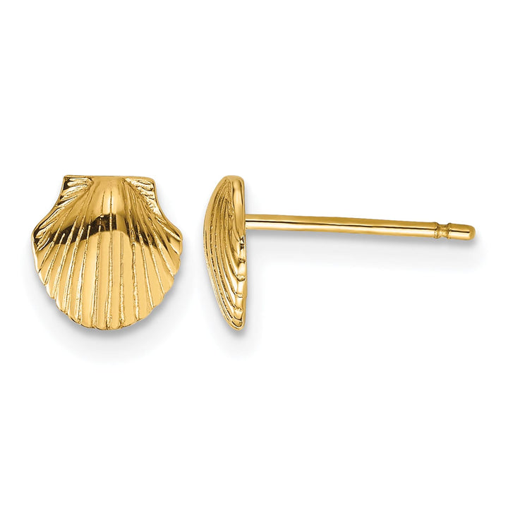 10k Yellow Gold Mini Scallop Shell Post Earrings