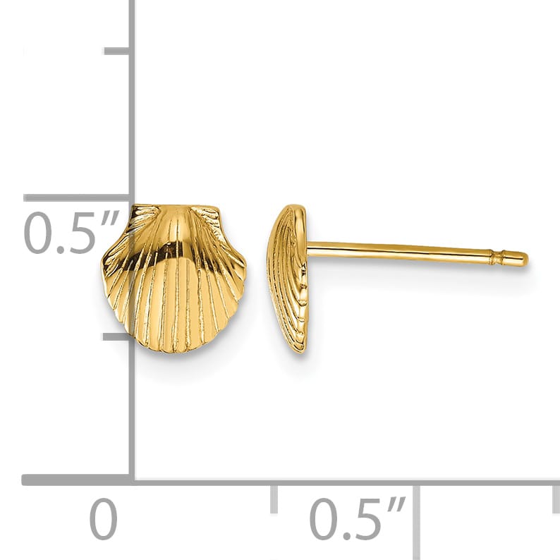 10k Yellow Gold Mini Scallop Shell Post Earrings