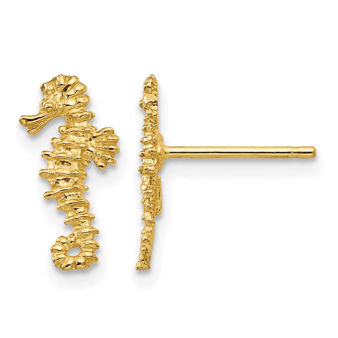 10k Yellow Gold Mini Seahorse Post Earrings
