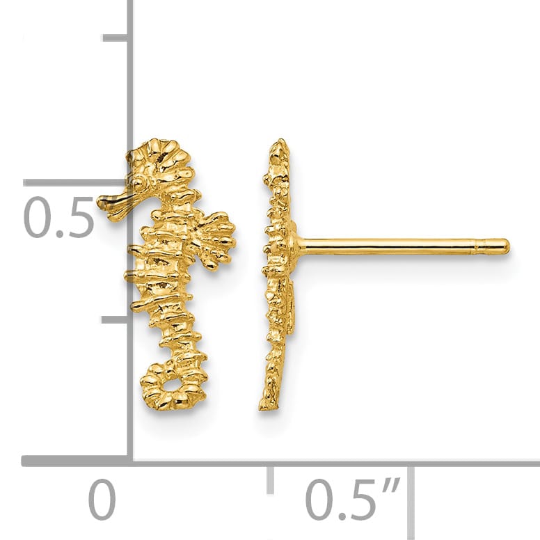10k Yellow Gold Mini Seahorse Post Earrings