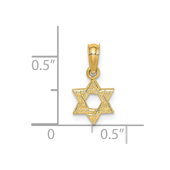10K Yellow Gold Mini Star of David with Engraved Swirl Charm