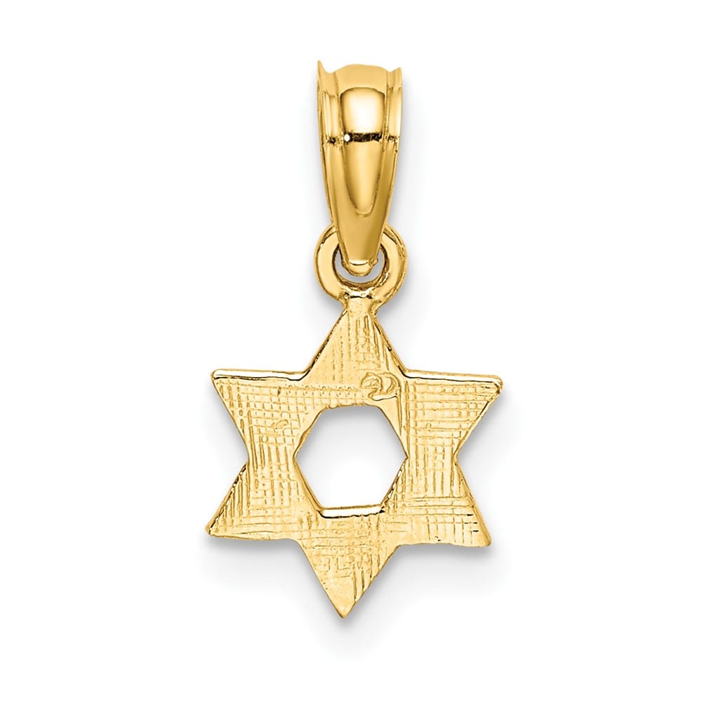 10K Yellow Gold Mini Star of David with Engraved Swirl Charm